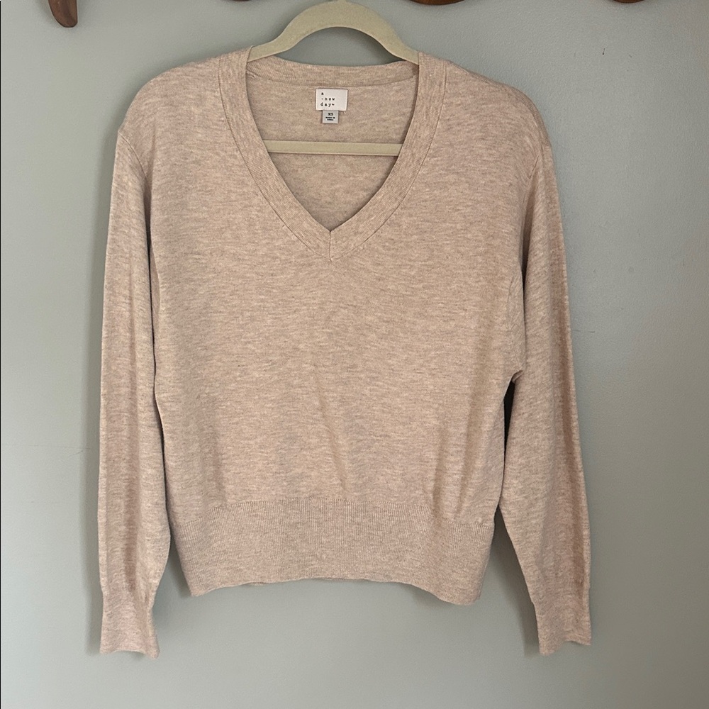 a new day Tan V-Neck Sweater XS